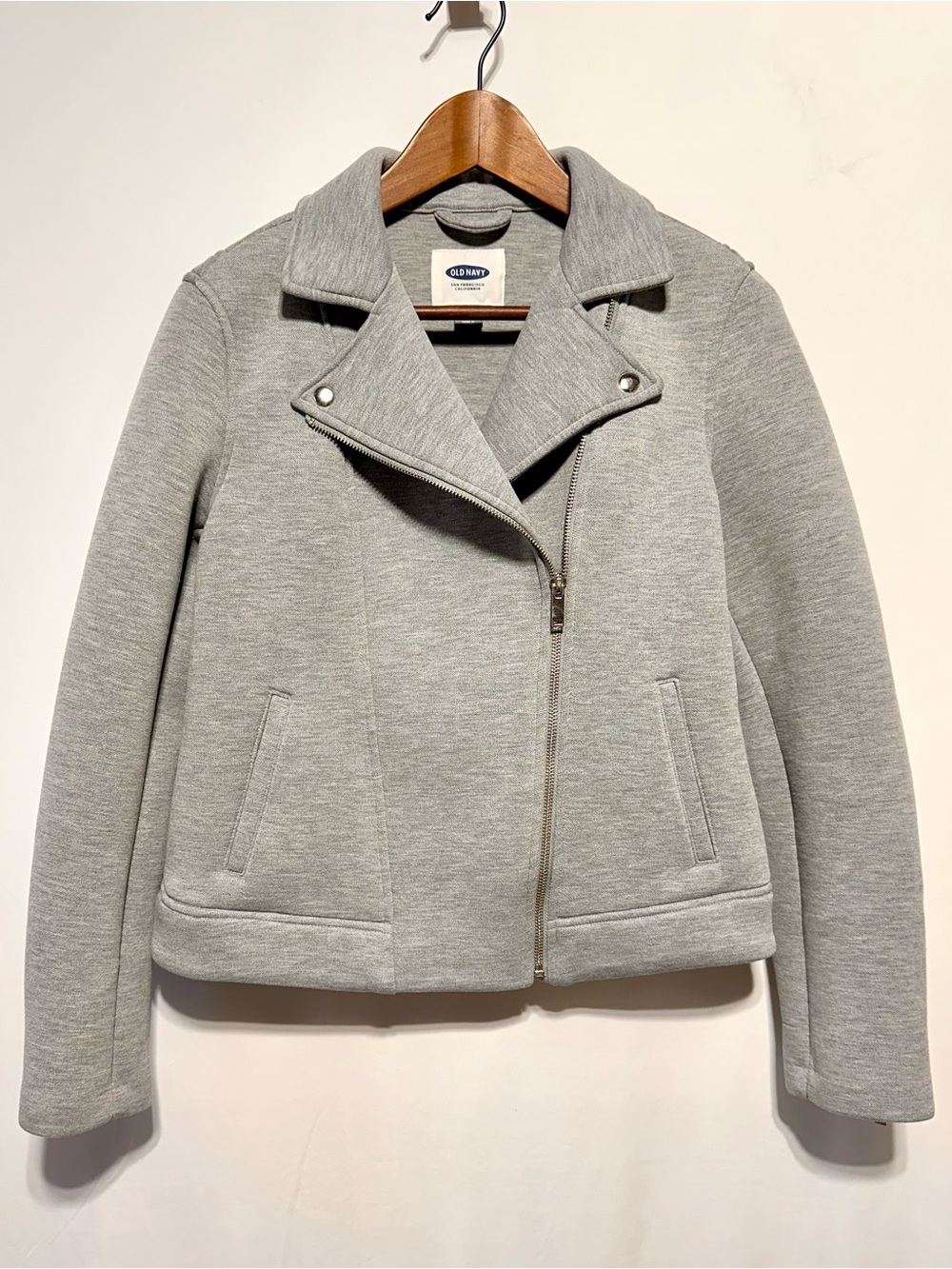 OLD NAVY Heather Gray Ponte Moto Jacket Asymmetrical Zip Small